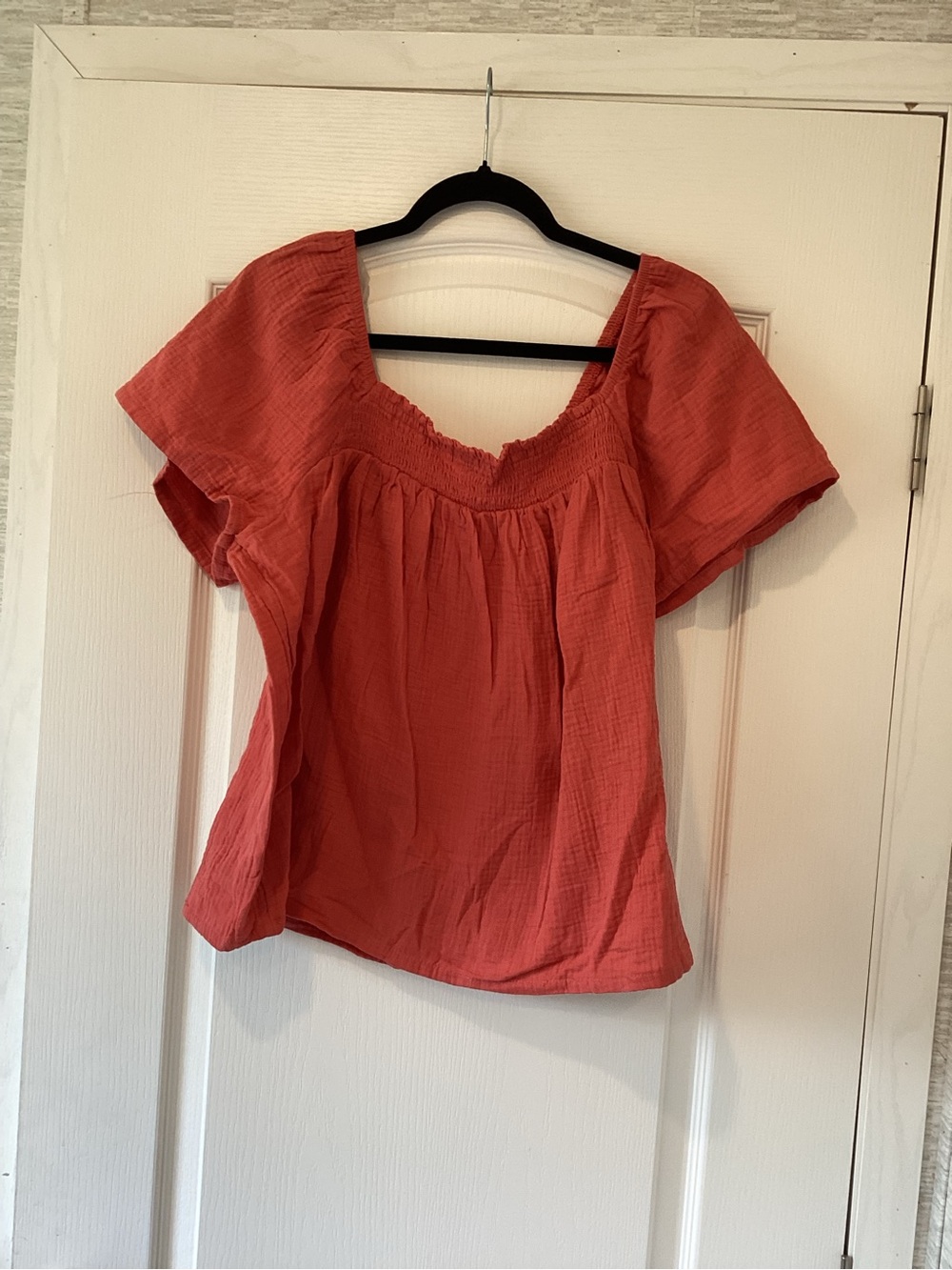 JoyLab Coral Square-Neck Short Sleeve Blouse XL BNWT